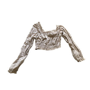 Maniere De Voir Blouse Womens Size 10 Off Shoulder Feminine Rouched MilkMaid Top